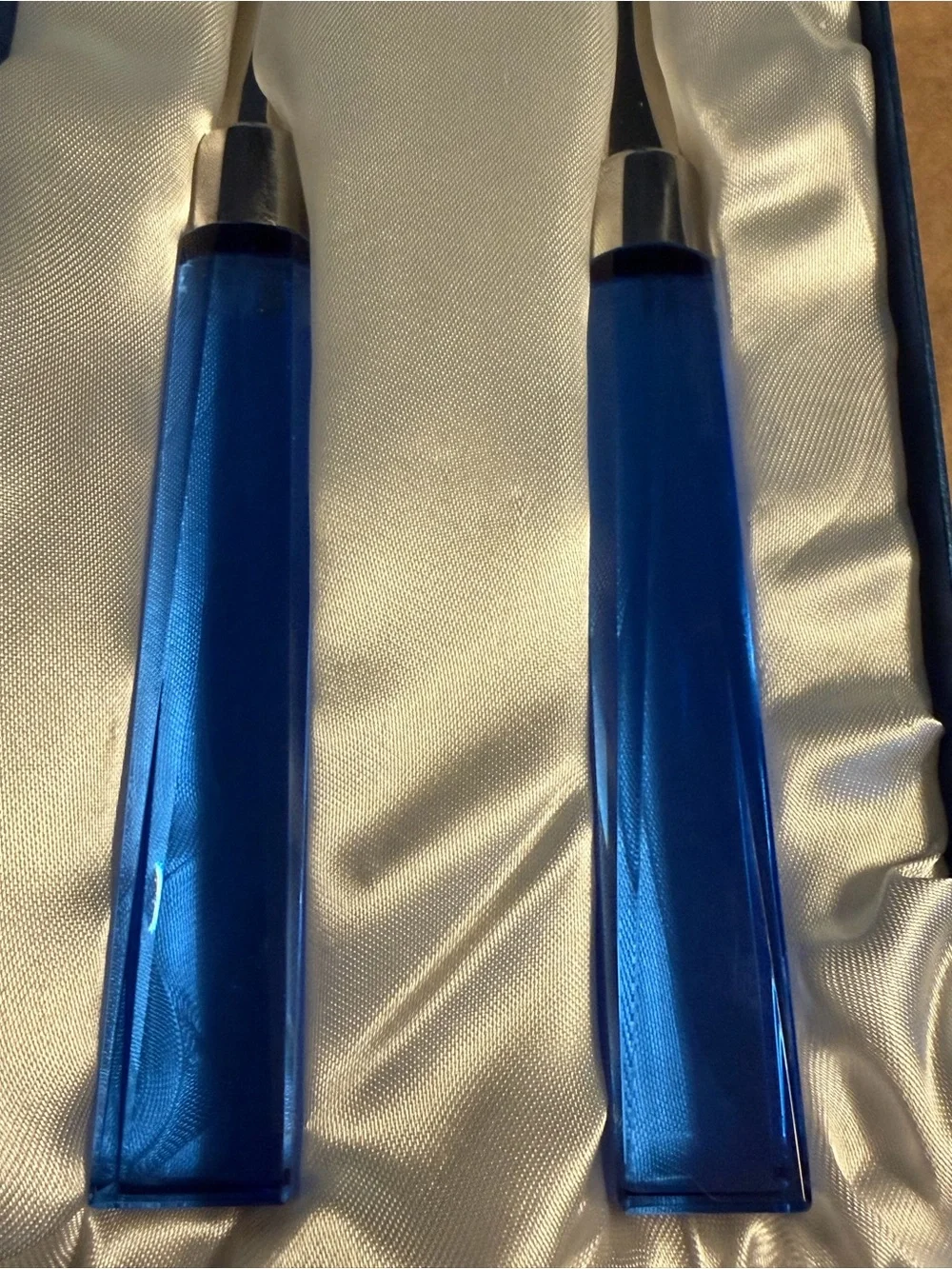 Blue Salad Server Set Stainless Steel Serving Utensils NIB